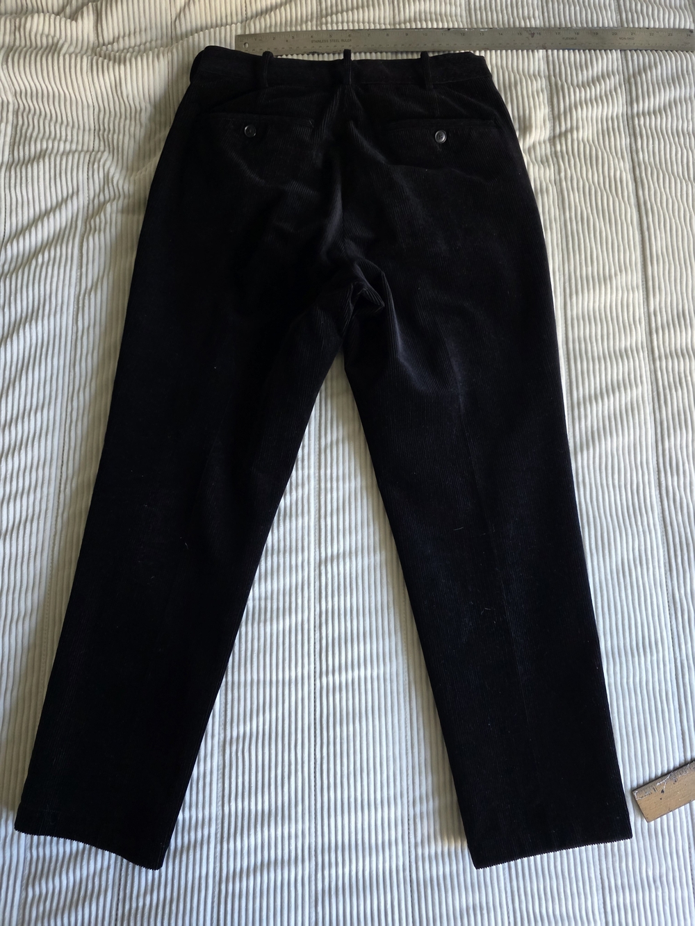 Uniqlo Men's Stretch Waist Band Black Dark Navy Straight-Leg Pants - Picture 4 of 7